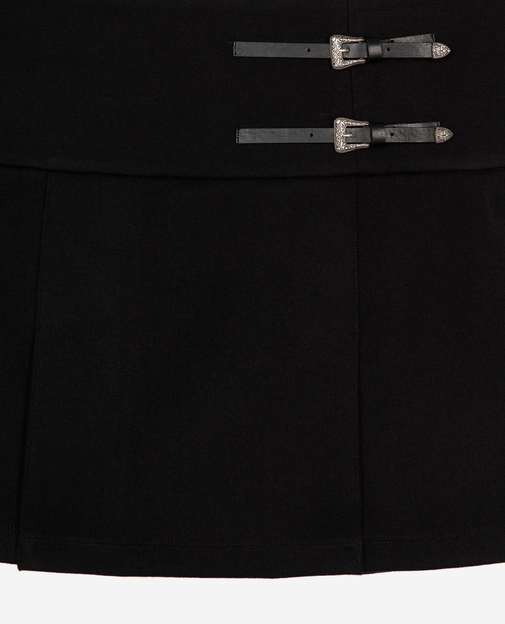 Jupe portefeuille avec boucles western courte noire, BLACK, hi-res image number null