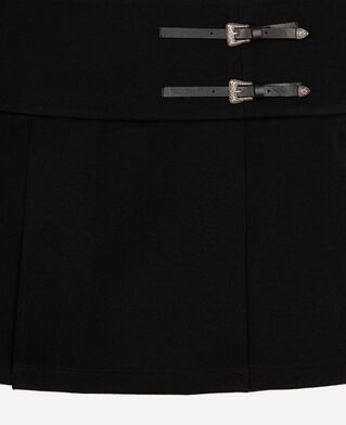The Kooples FEMME BLACK jupe portefeuille avec boucles western courte noire