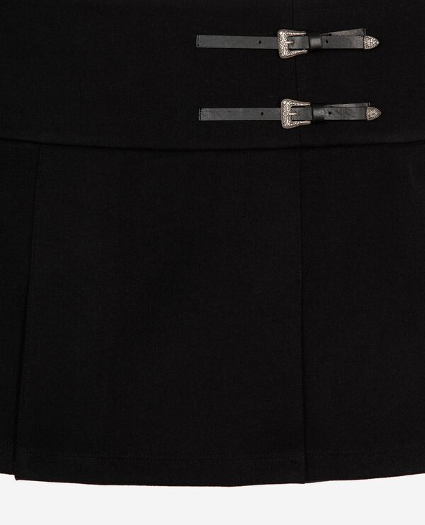 The Kooples FEMME BLACK jupe portefeuille avec boucles western courte noire