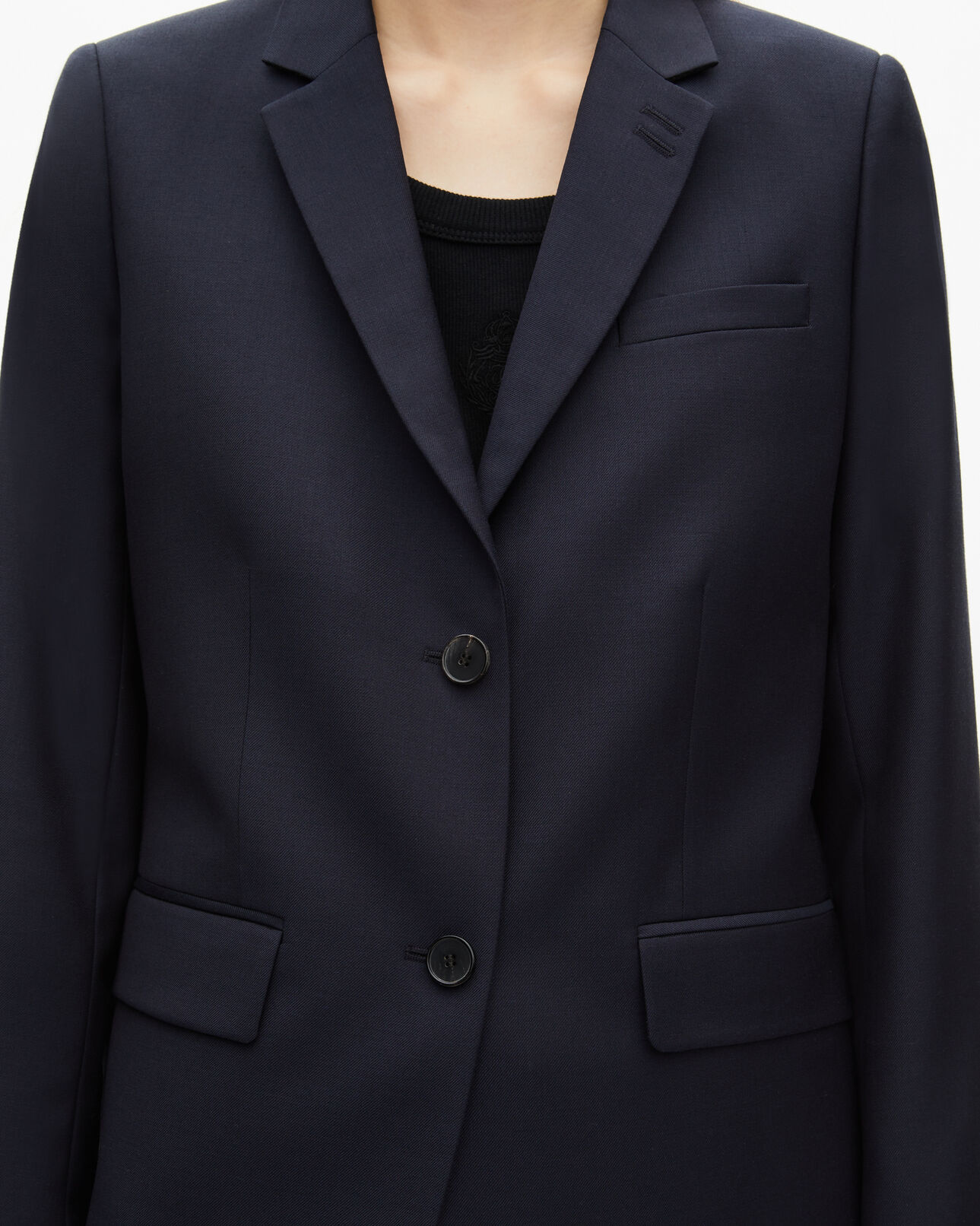 The Kooples DAMEN NAVY marineblaue slim-fit-anzugjacke aus wolle