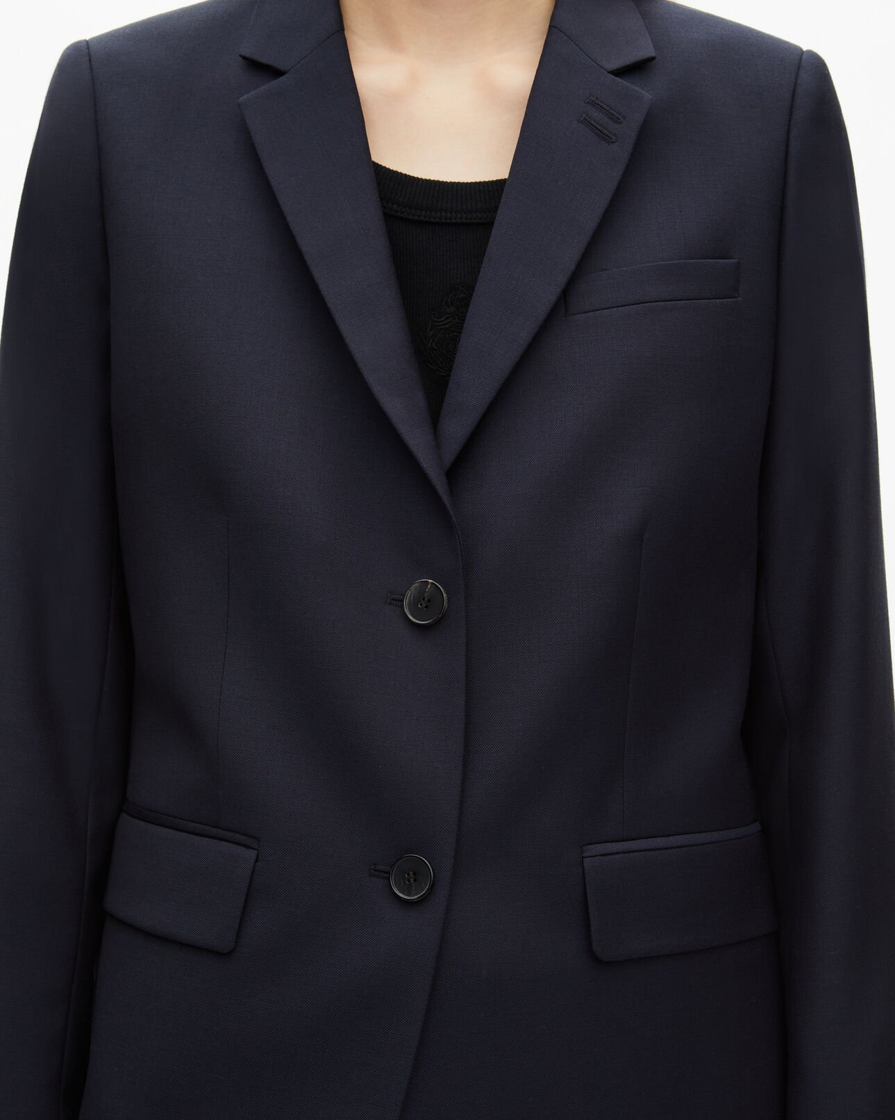 The Kooples WOMEN NAVY navy blue slim-fit wool suit jacket