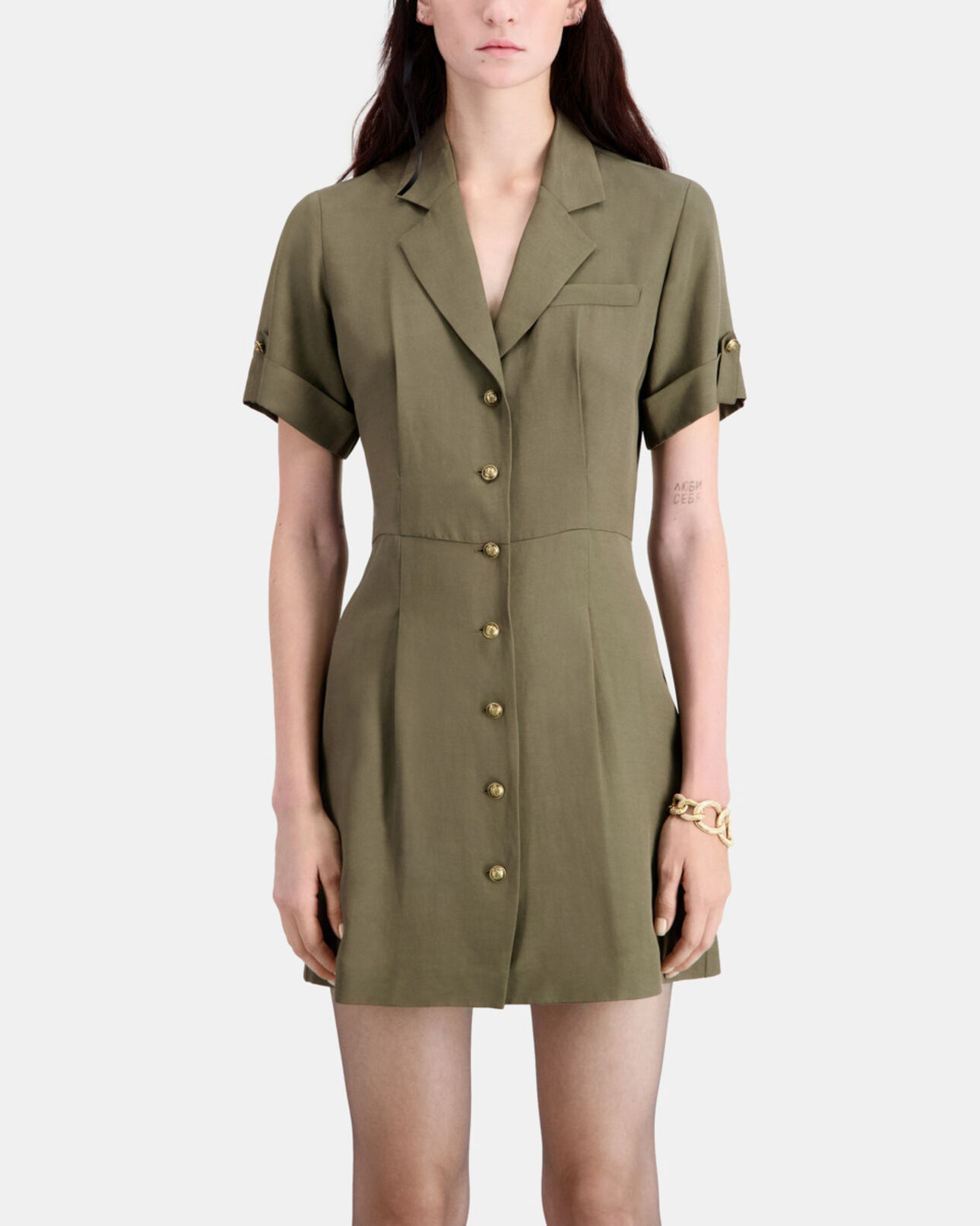 The Kooples WOMEN KAKI short khaki dress