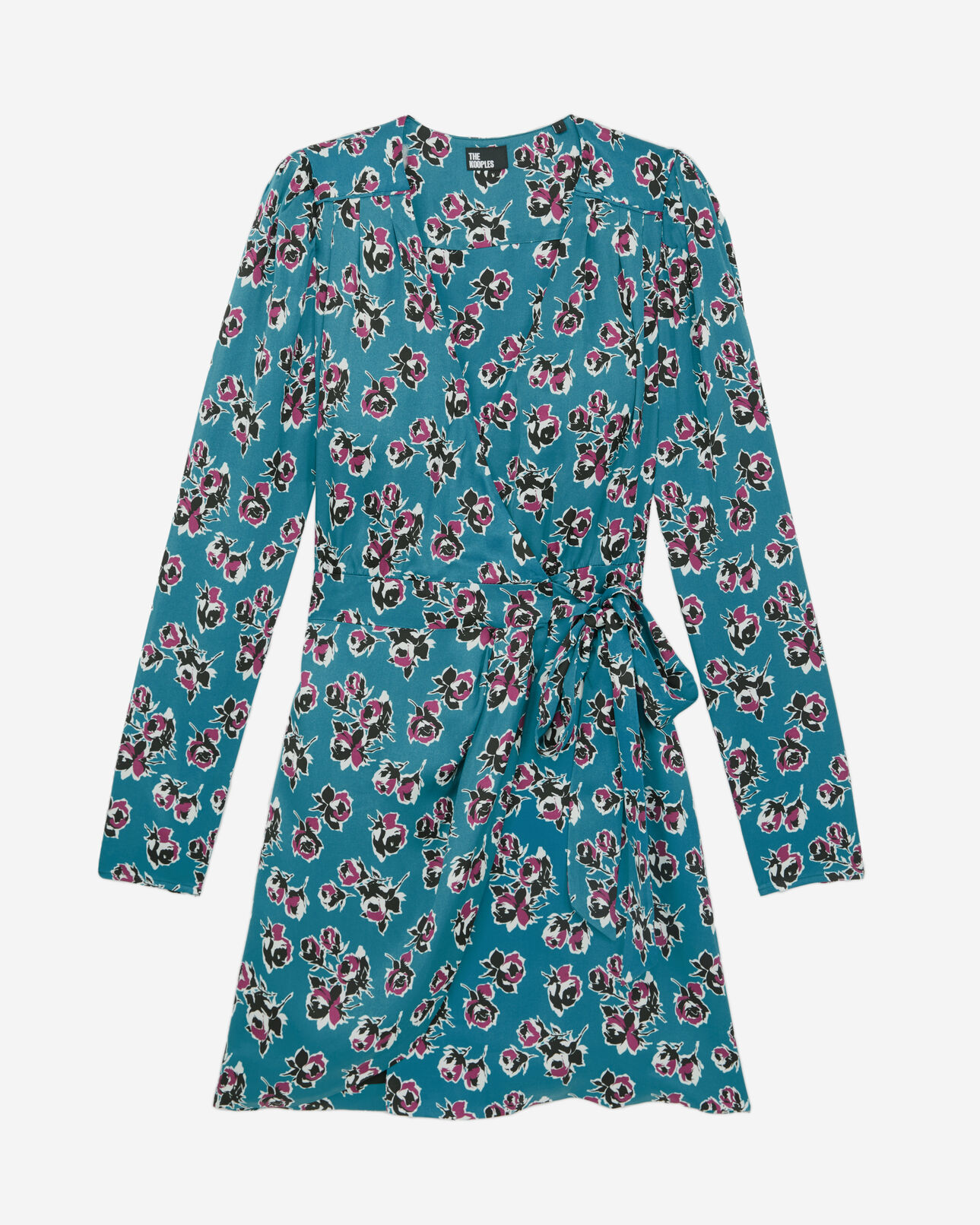 The Kooples FEMME PINK - BLUE robe portefeuille courte imprimée