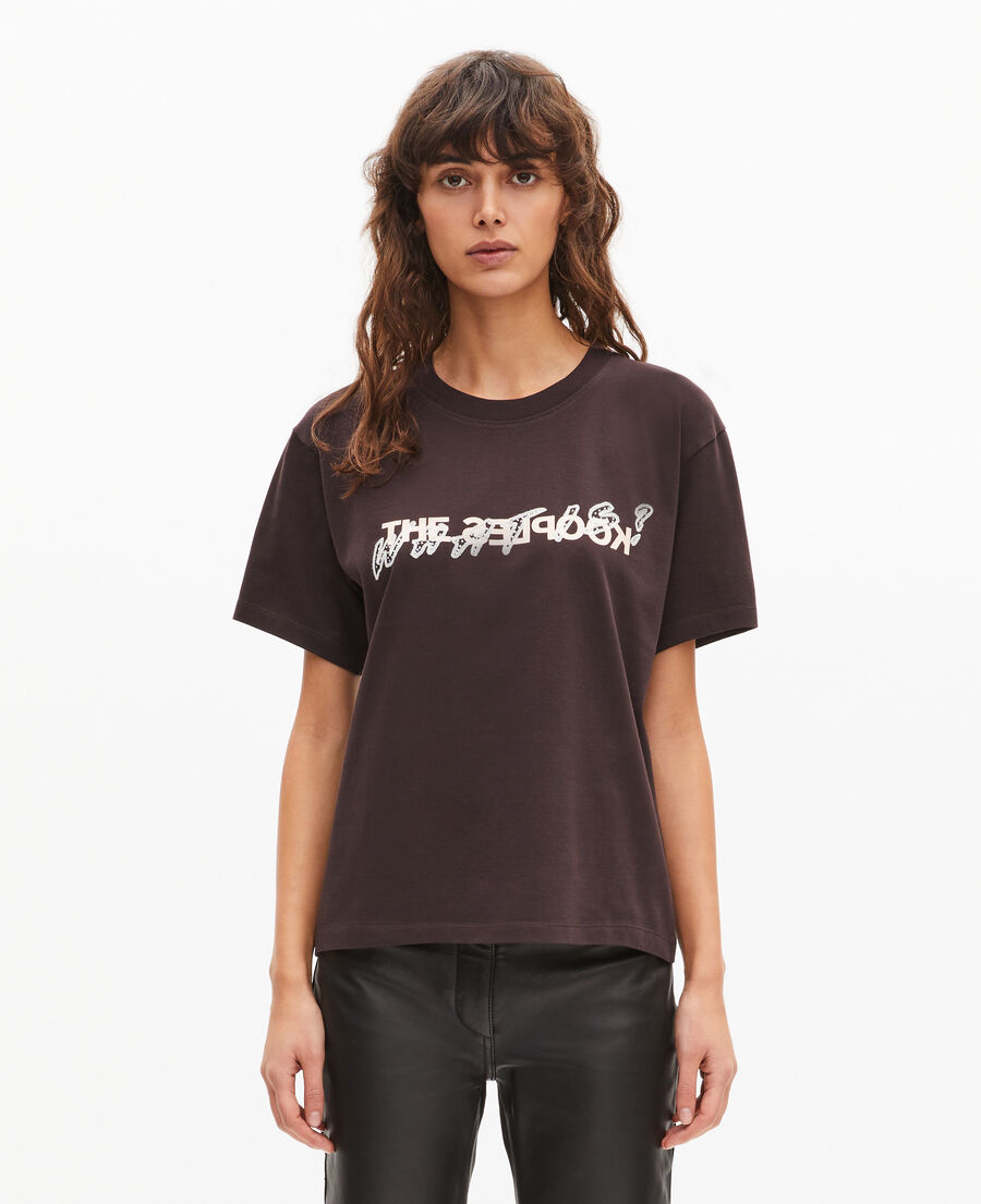 The Kooples FEMME CAFE t-shirt what is avec strass marron