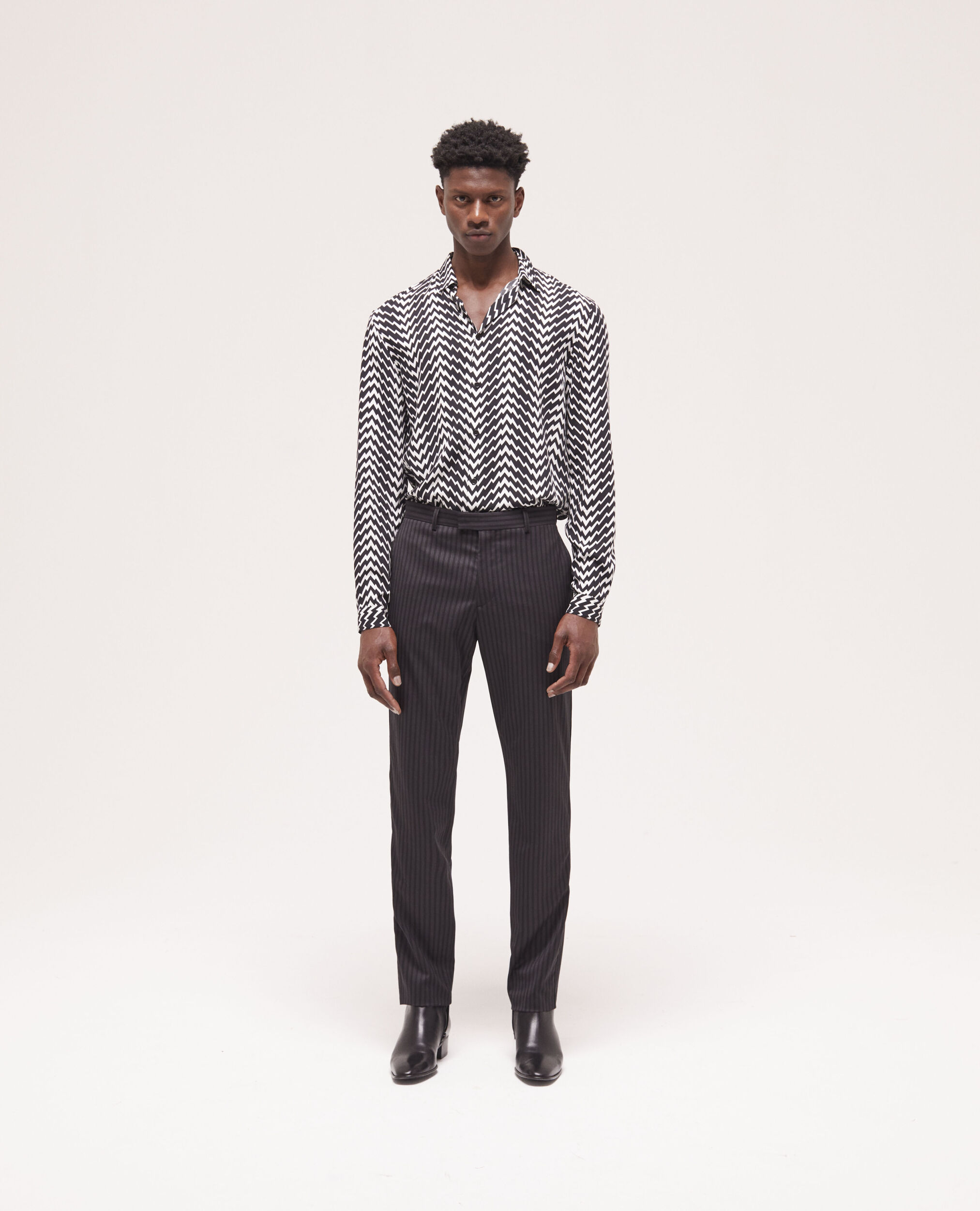 Striped wool suit pants