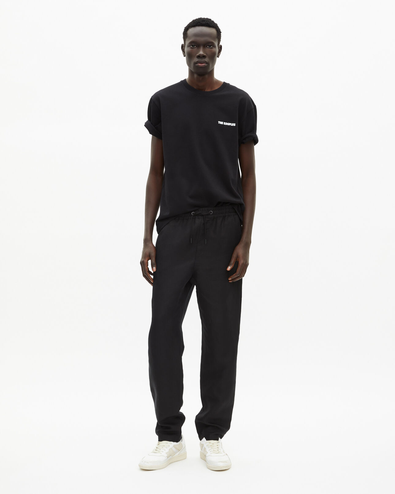 The Kooples HOMME BLACK pantalon taille élastiquée noir
