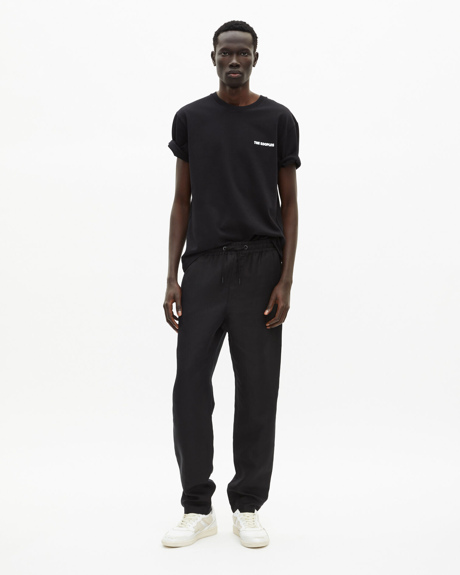Pantalon taille élastiquée noir, BLACK, hi-res image number null