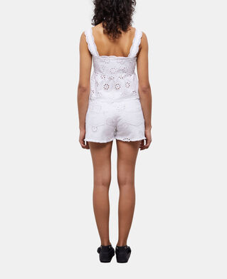 The Kooples WOMEN WHITE white denim shorts with broderie anglaise