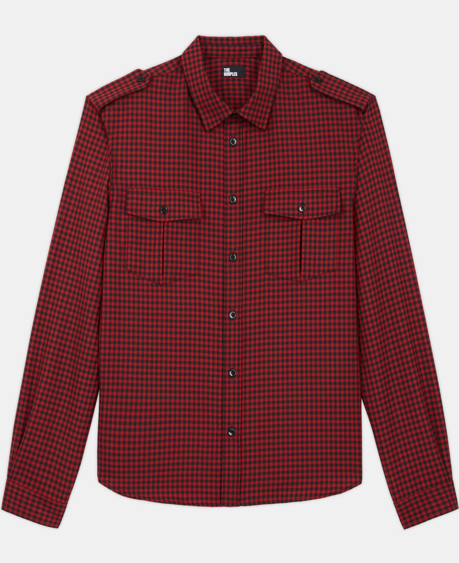 check wool shirt with classic collar