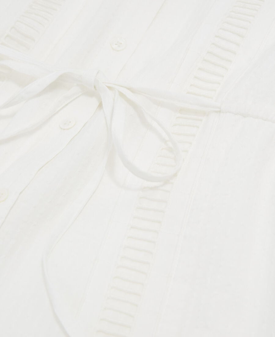 The Kooples WOMEN OFF WHITE short white light dress with embroidery