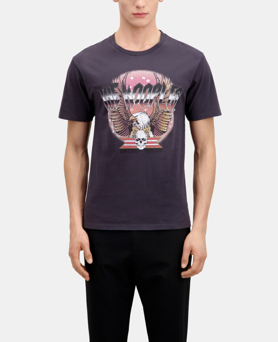 carbon grey t-shirt with rock eagle serigraphy