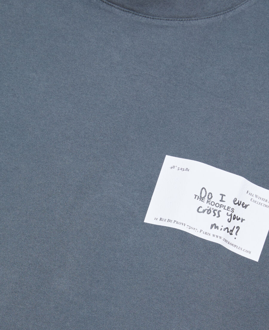 The Kooples HERREN DARK BLUE blaues t-shirt mit business card-siebdruck