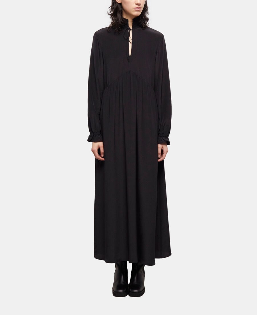 The Kooples FEMME BLACK robe longue en soie noire