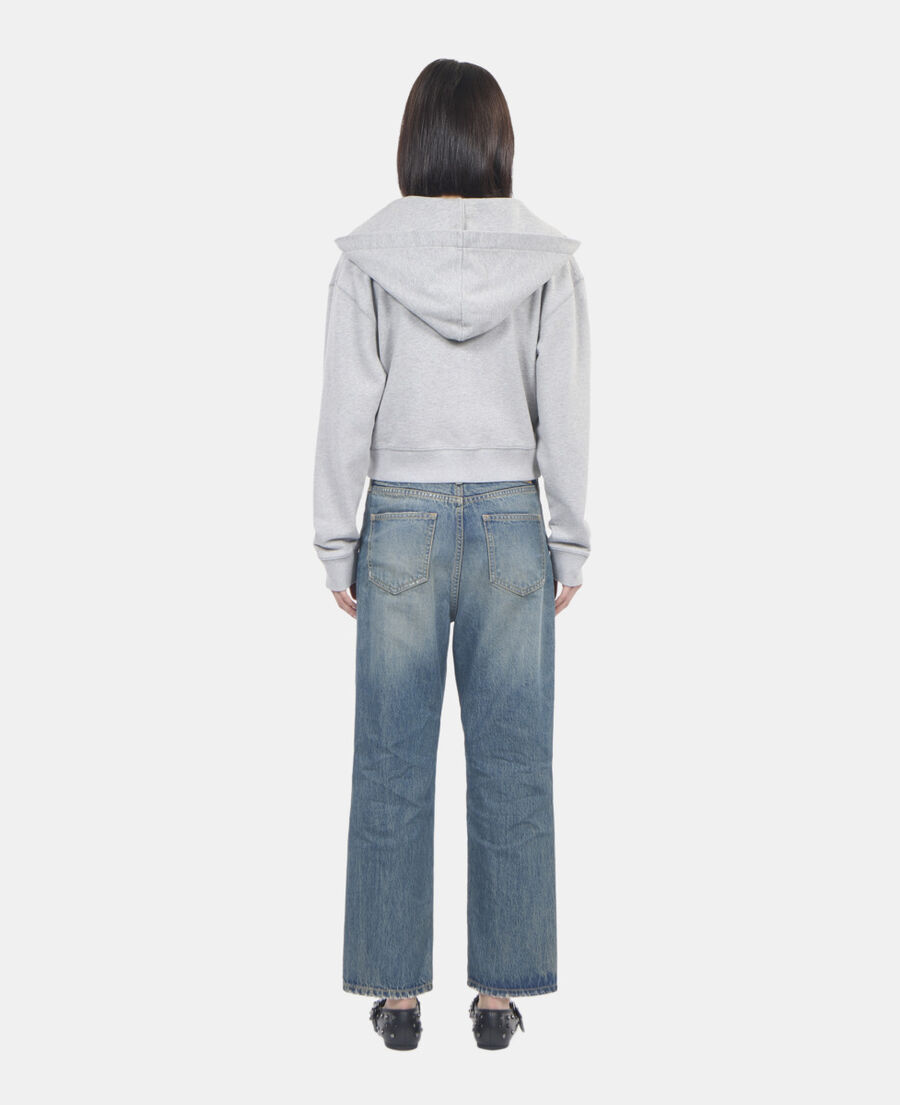 The Kooples F LIGHT GREY MELANGE grey blazon hoodie