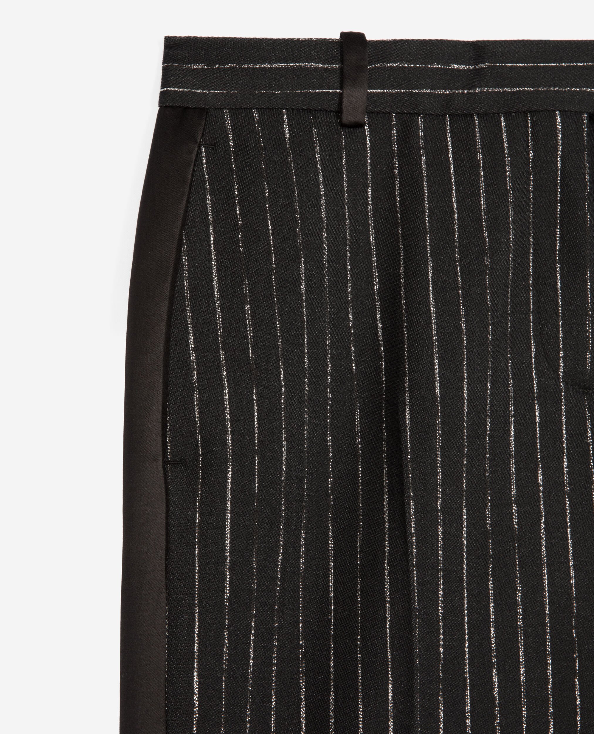 Pantalon tailleur droit à rayures noir, BLACK, hi-res image number null