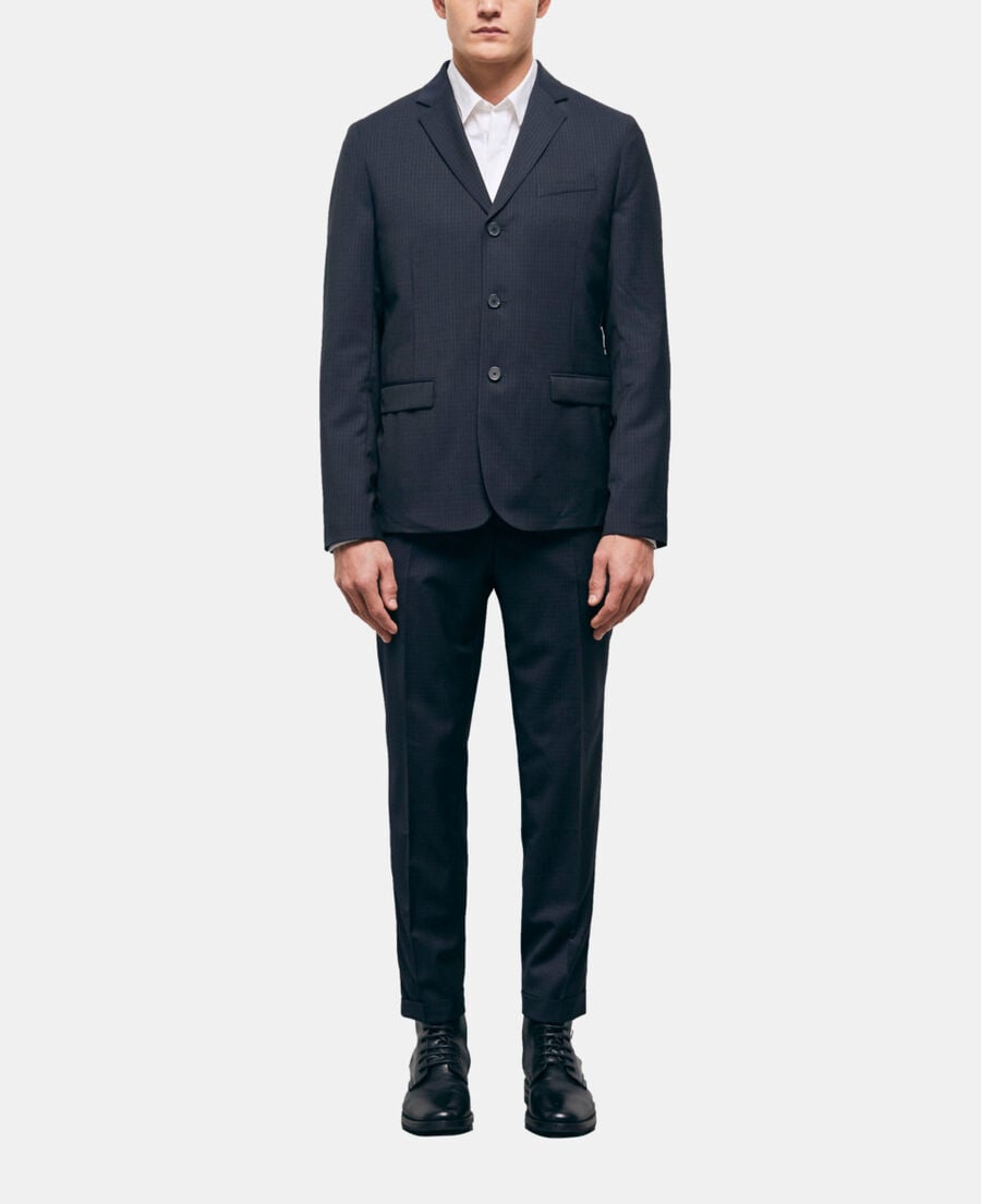 The Kooples H NAVY / WHITE wool suit jacket with check motif