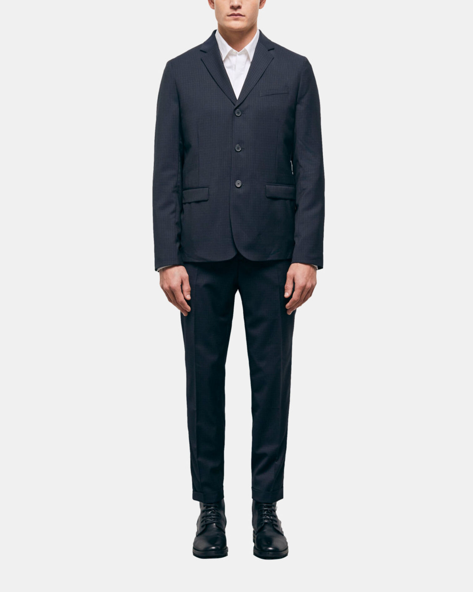 Wool suit jacket with check motif, NAVY / WHITE, hi-res image number null