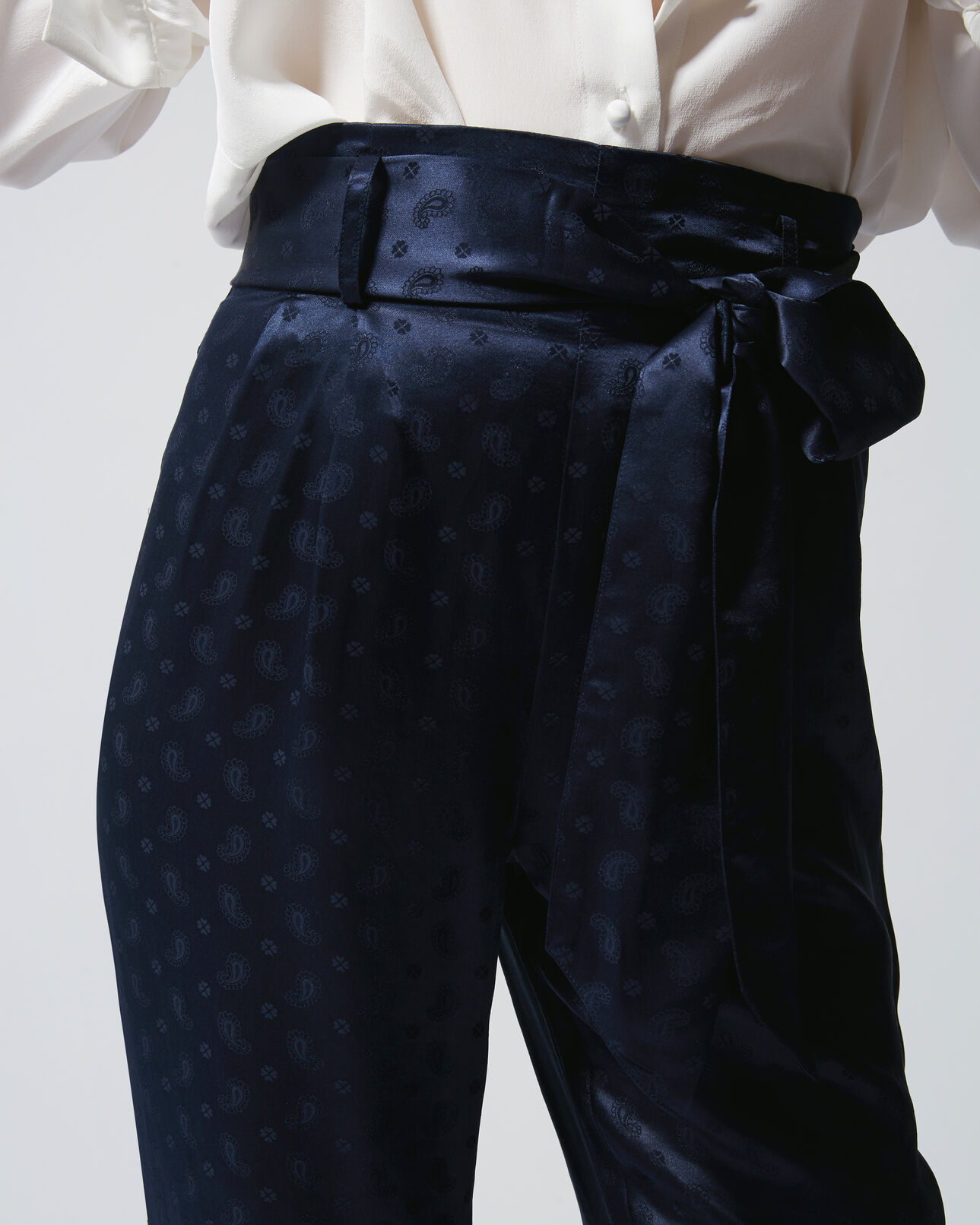 The Kooples FEMME NAVY pantalon fluide bleu marine jacquard