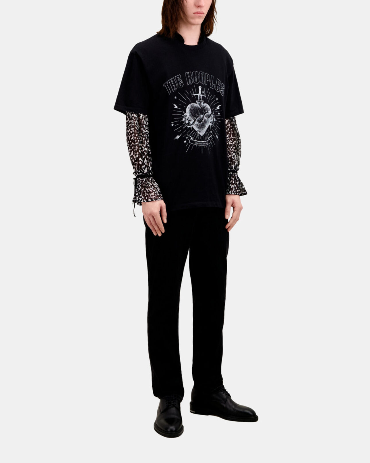 The Kooples HOMME BLACK WASHED t-shirt homme noir avec sérigraphie dagger through heart