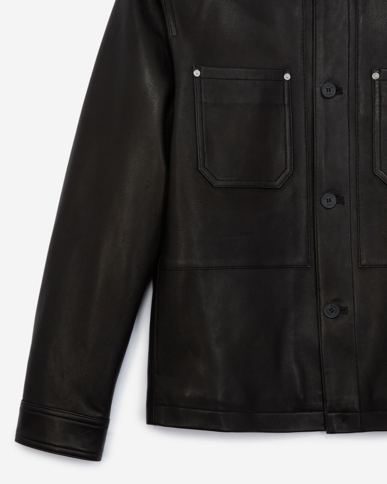 The Kooples MEN BLACK overshirt-style black leather jacket
