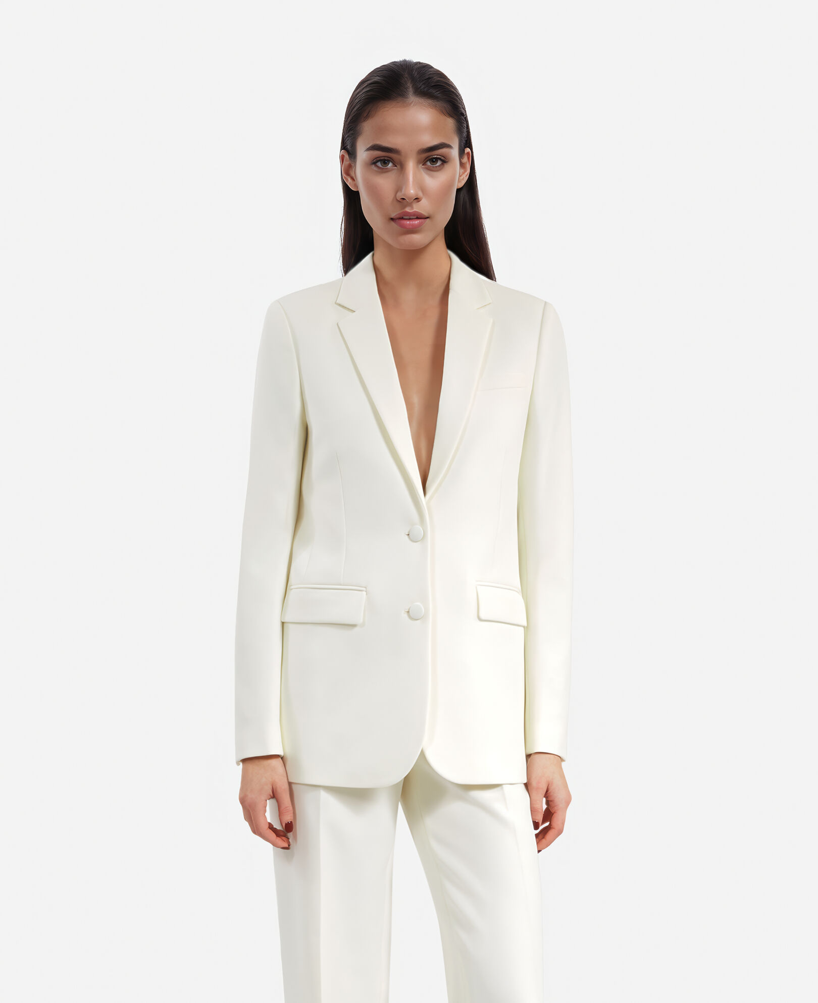 The Kooples WOMEN ECRU ecru crepe suit jacket straight cut