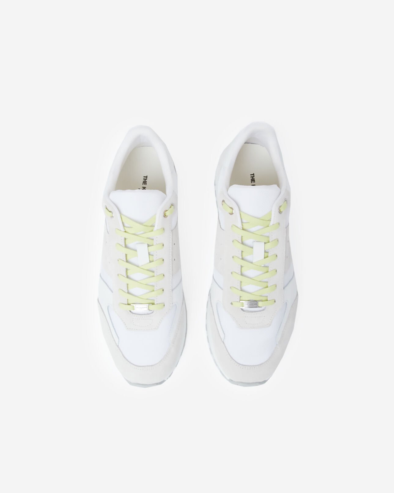 The Kooples MEN GREEN-WHITE white retro trainers with textured tread sole