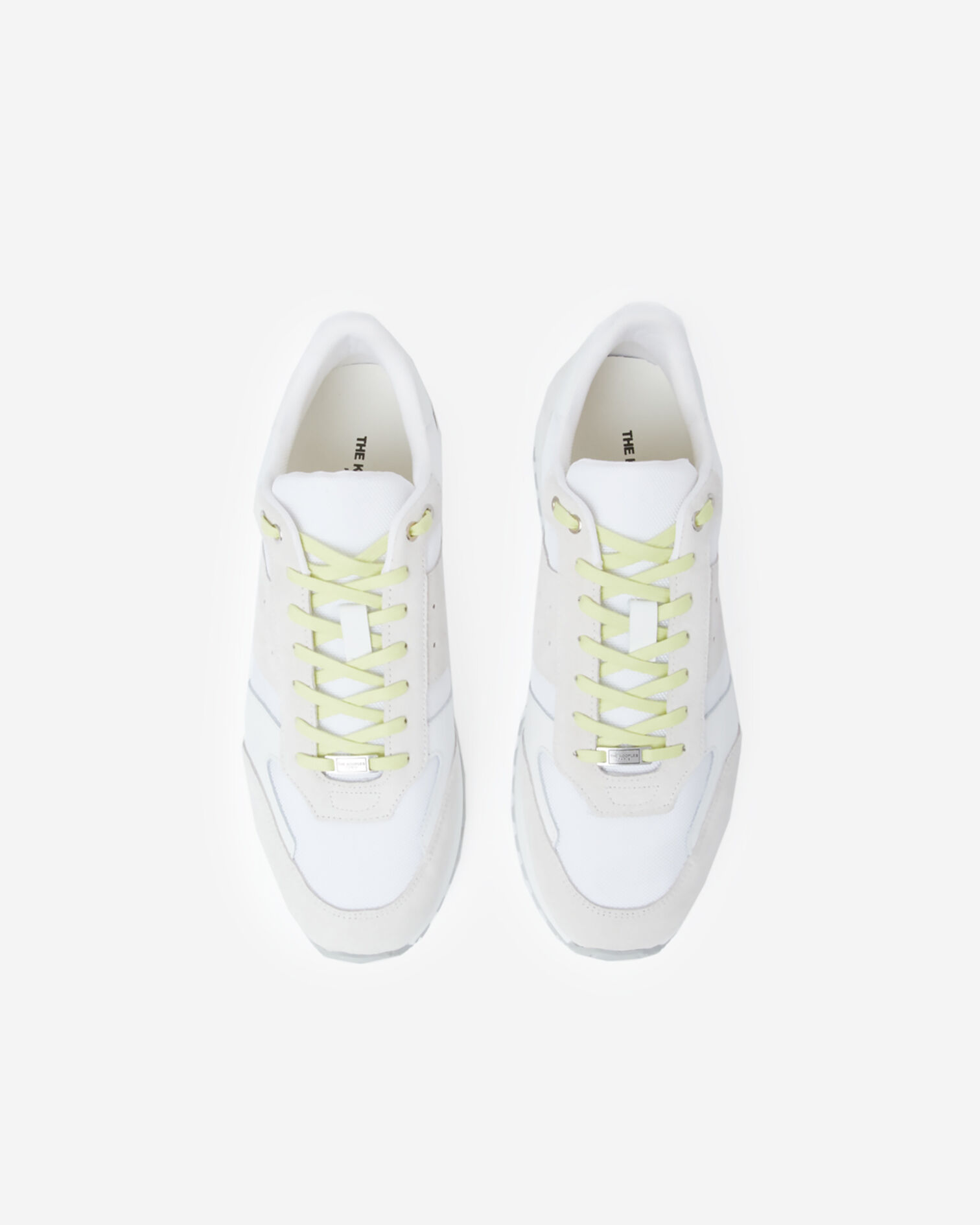 White retro trainers with textured tread sole, GREEN-WHITE, hi-res image number null