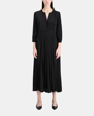 The Kooples FEMME BLACK robe longue noire avec plissage