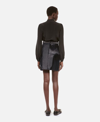 The Kooples WOMEN BLACK short black leather skirt