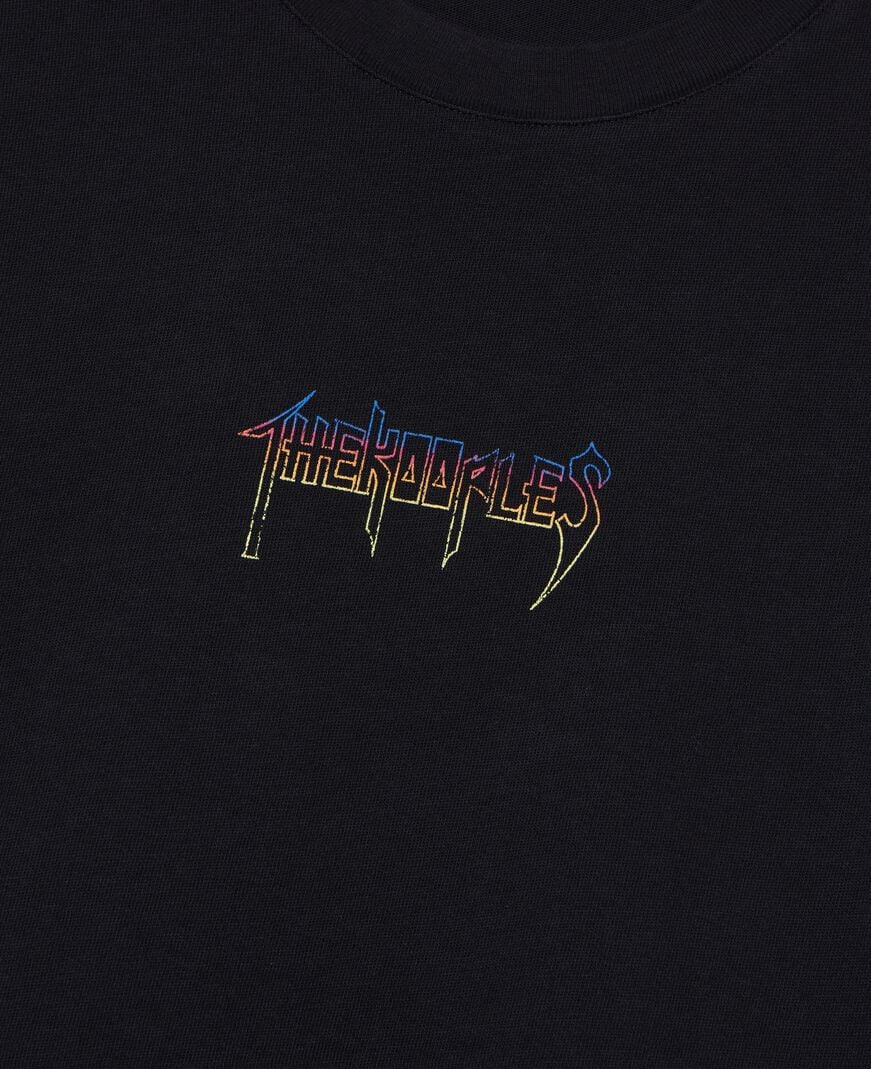 The Kooples MEN BLACK WASHED black screen-printed t-shirt