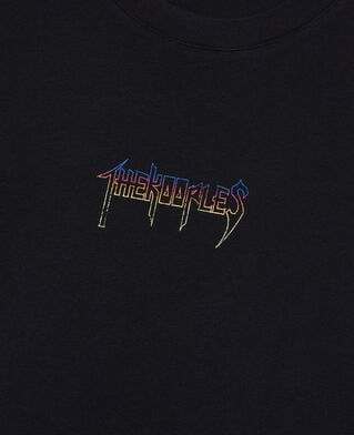 The Kooples MEN BLACK WASHED black screen-printed t-shirt
