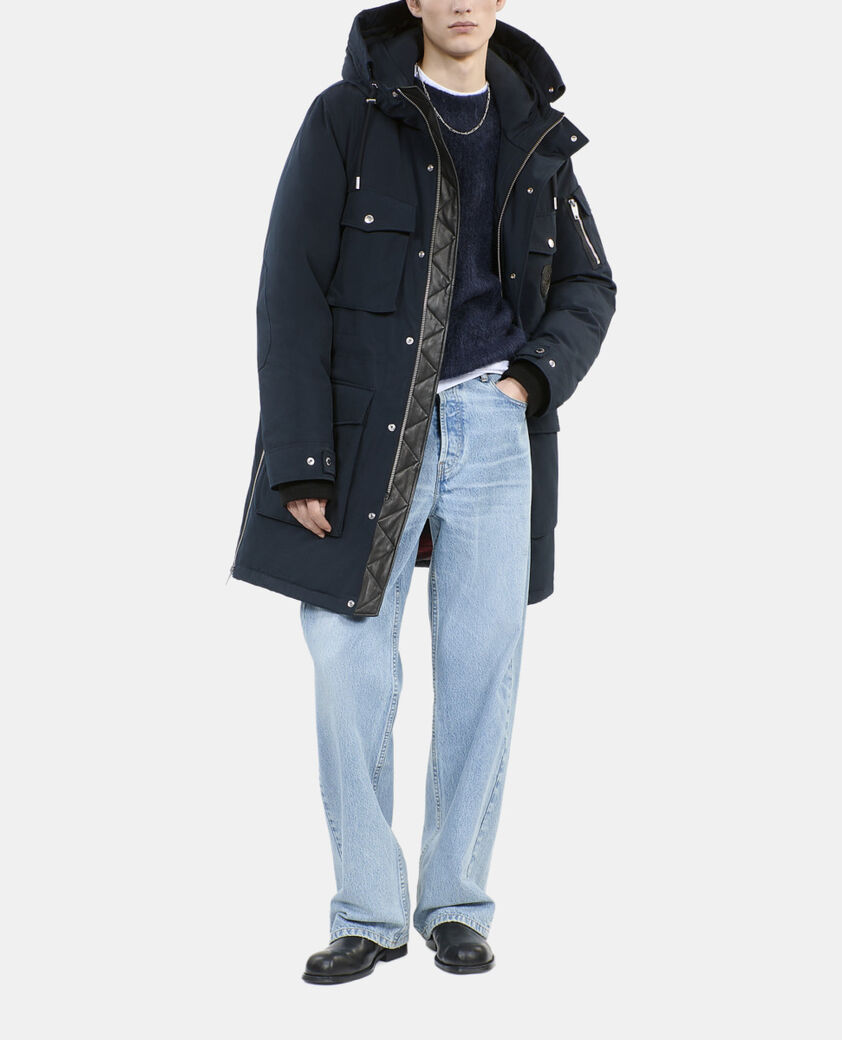 The Kooples MEN NAVY navy blue hooded parka