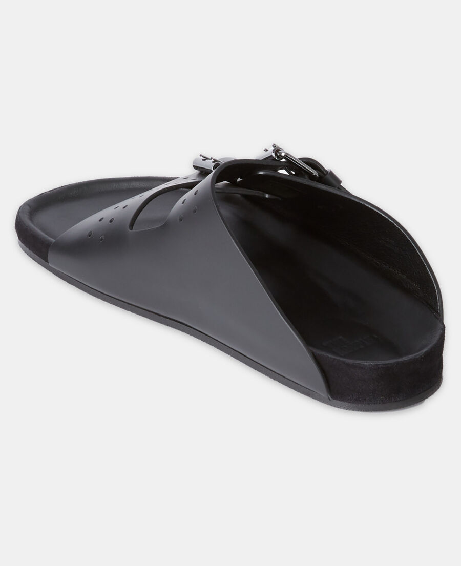 sandales en cuir noir