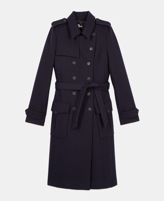 The Kooples F DARK NAVY long navy blue trench style coat