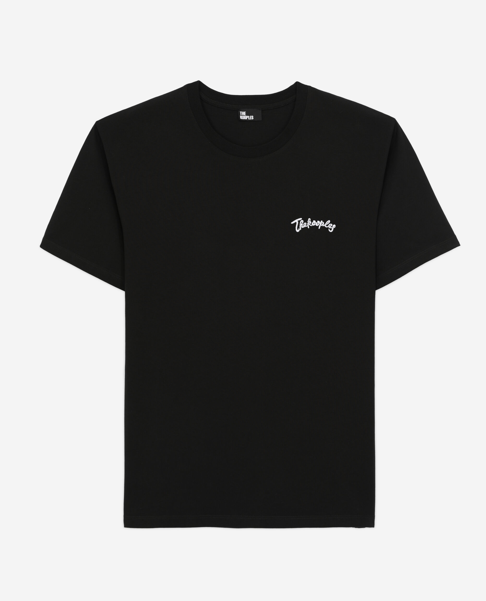 Schwarzes T-Shirt Herren mit Stickereien, BLACK, hi-res image number null