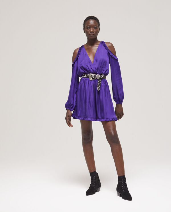 short purple dress with ruffles