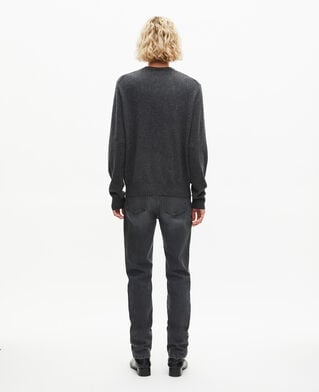 The Kooples HERREN DARK GREY MELANGE pullover mit rundhalsausschnitt aus grauem kaschmir