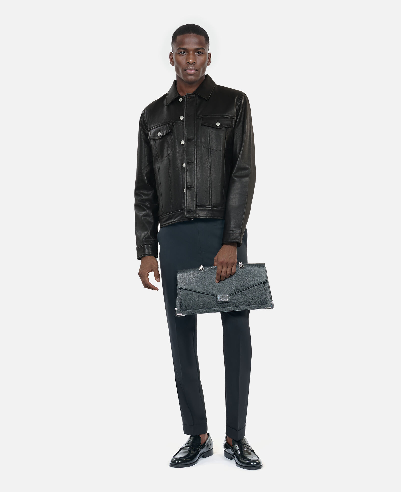 The Kooples HOMME BLACK blouson en cuir noir