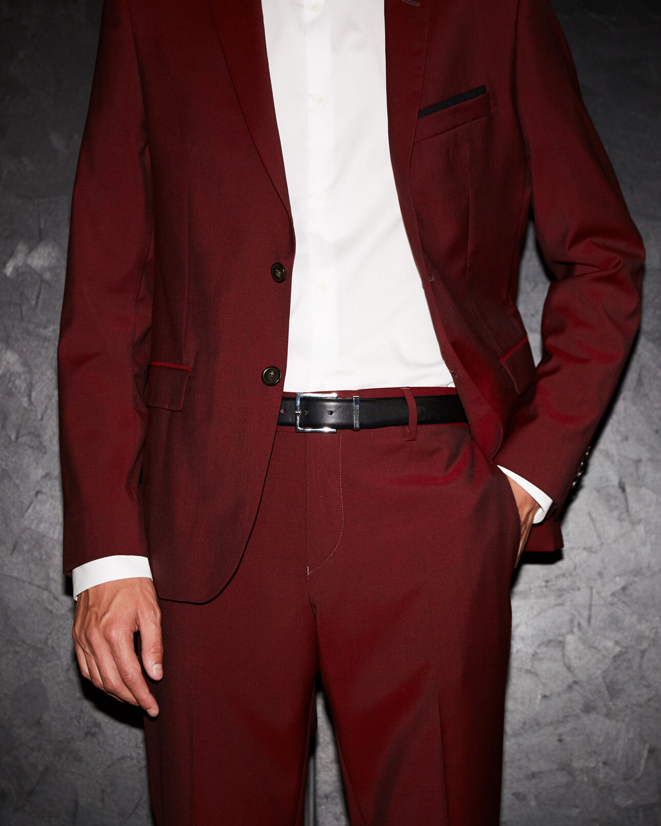 The Kooples MEN BURGUNDY slim burgundy wool jacket w/notched lapels