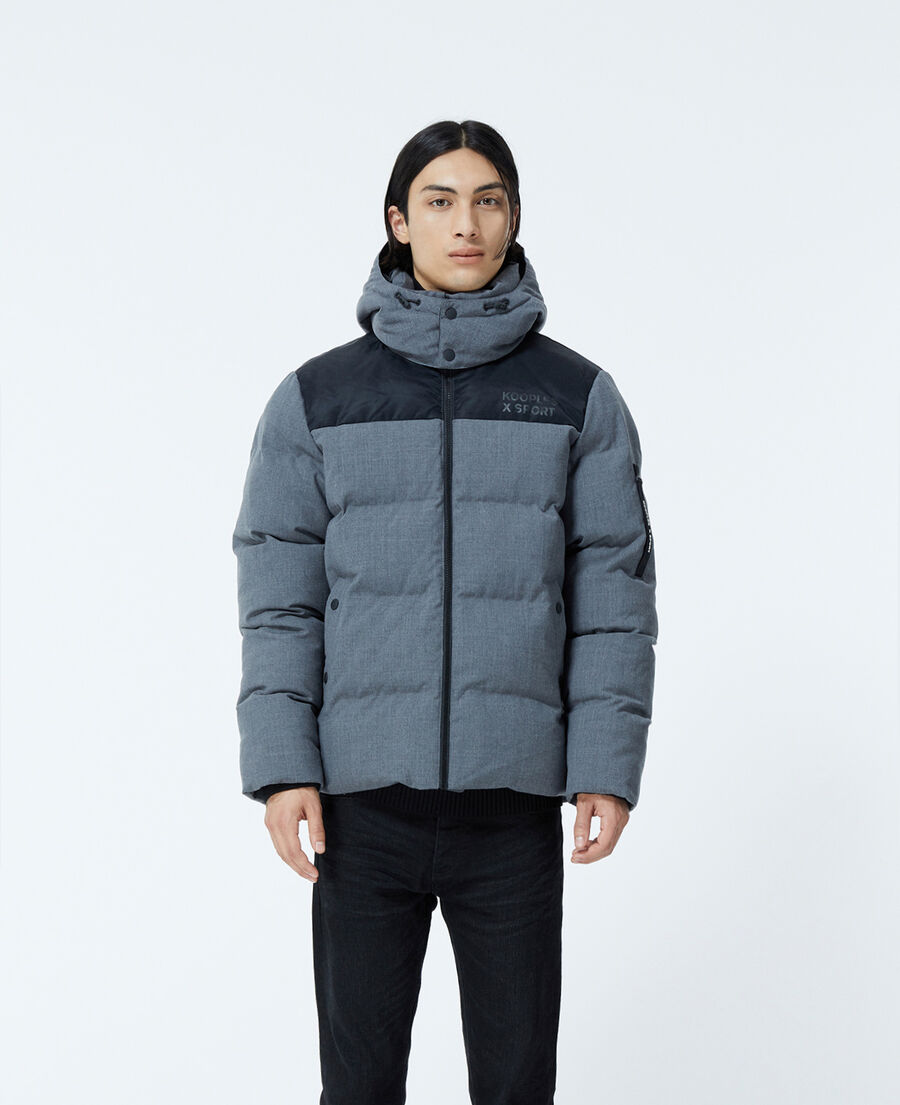 Quilted charcoal grey down jacket The Kooples UK