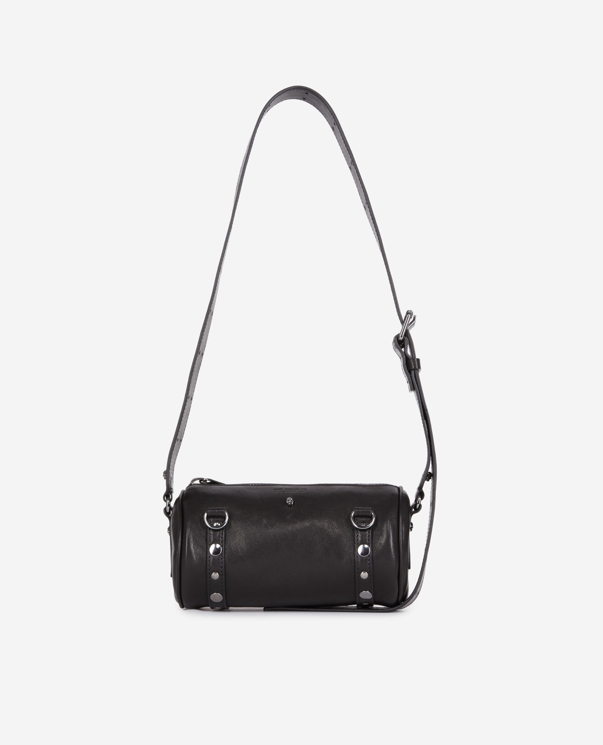 Small black leather purse with shoulder strap 2025