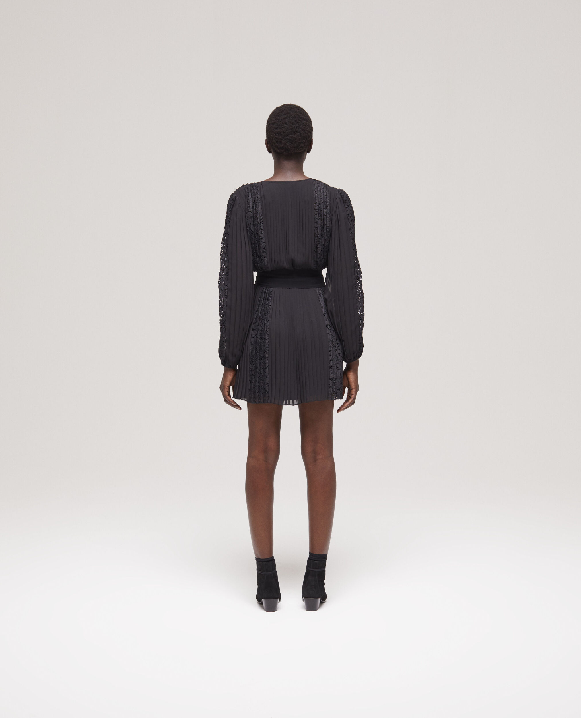 Short black lace dress, BLACK, hi-res image number null