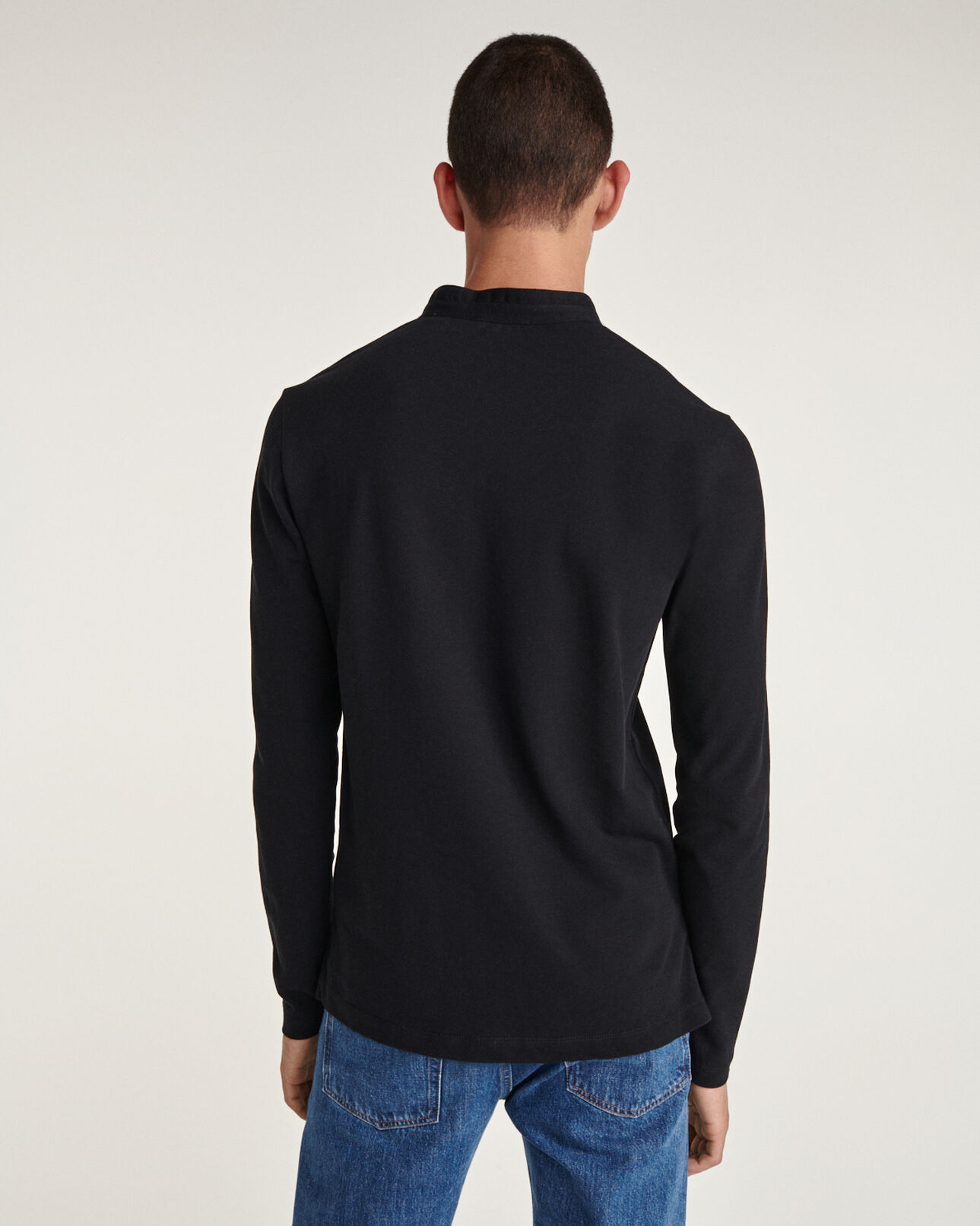 The Kooples MEN BLACK black polo officer collar rubber monogram