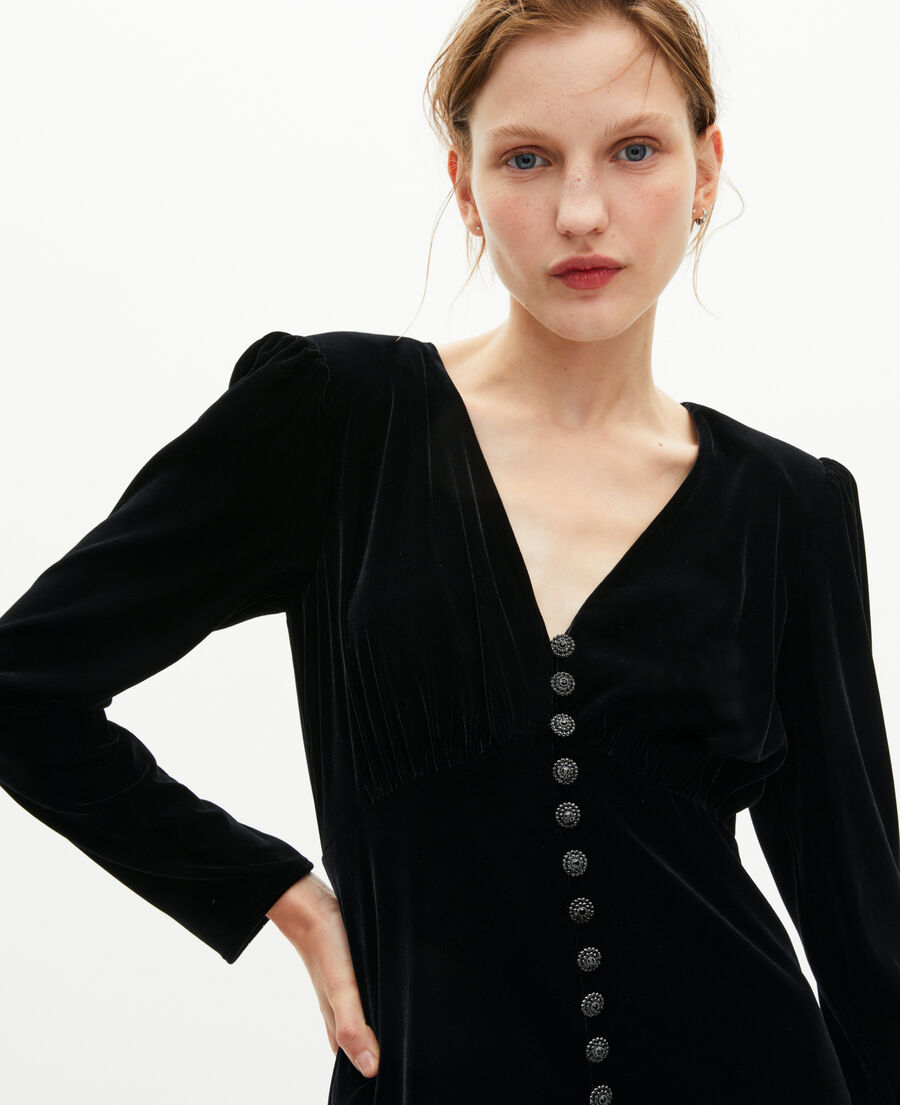 The Kooples WOMEN BLACK black velvet maxi dress