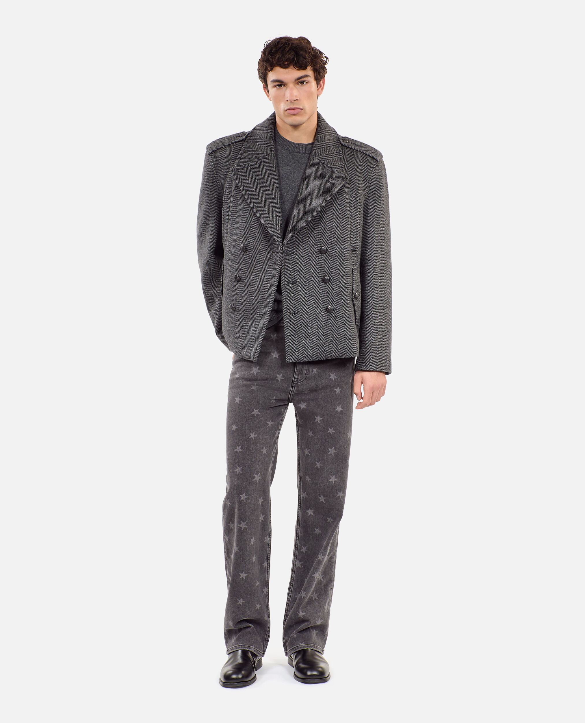 Mens wool blend pea coat top