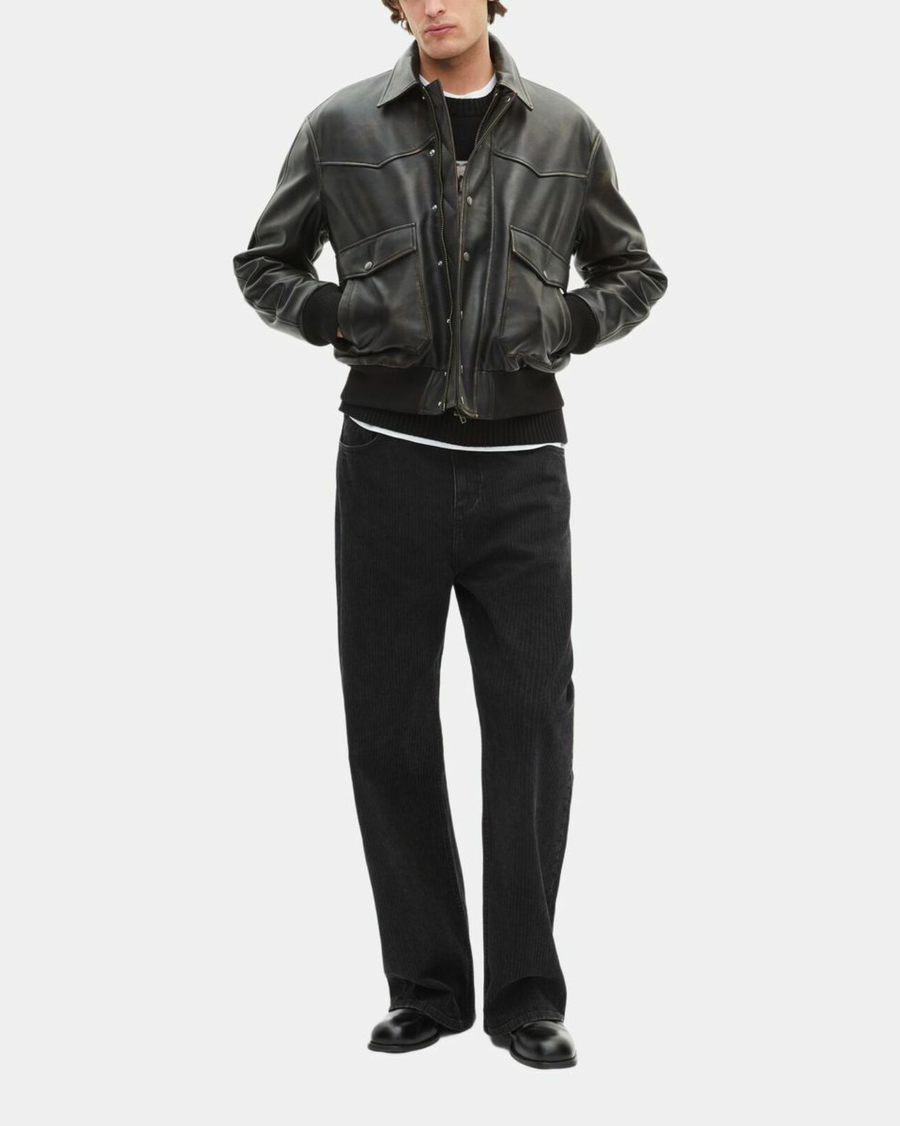 The Kooples HOMBRE DARK BROWN chaqueta piel marrón