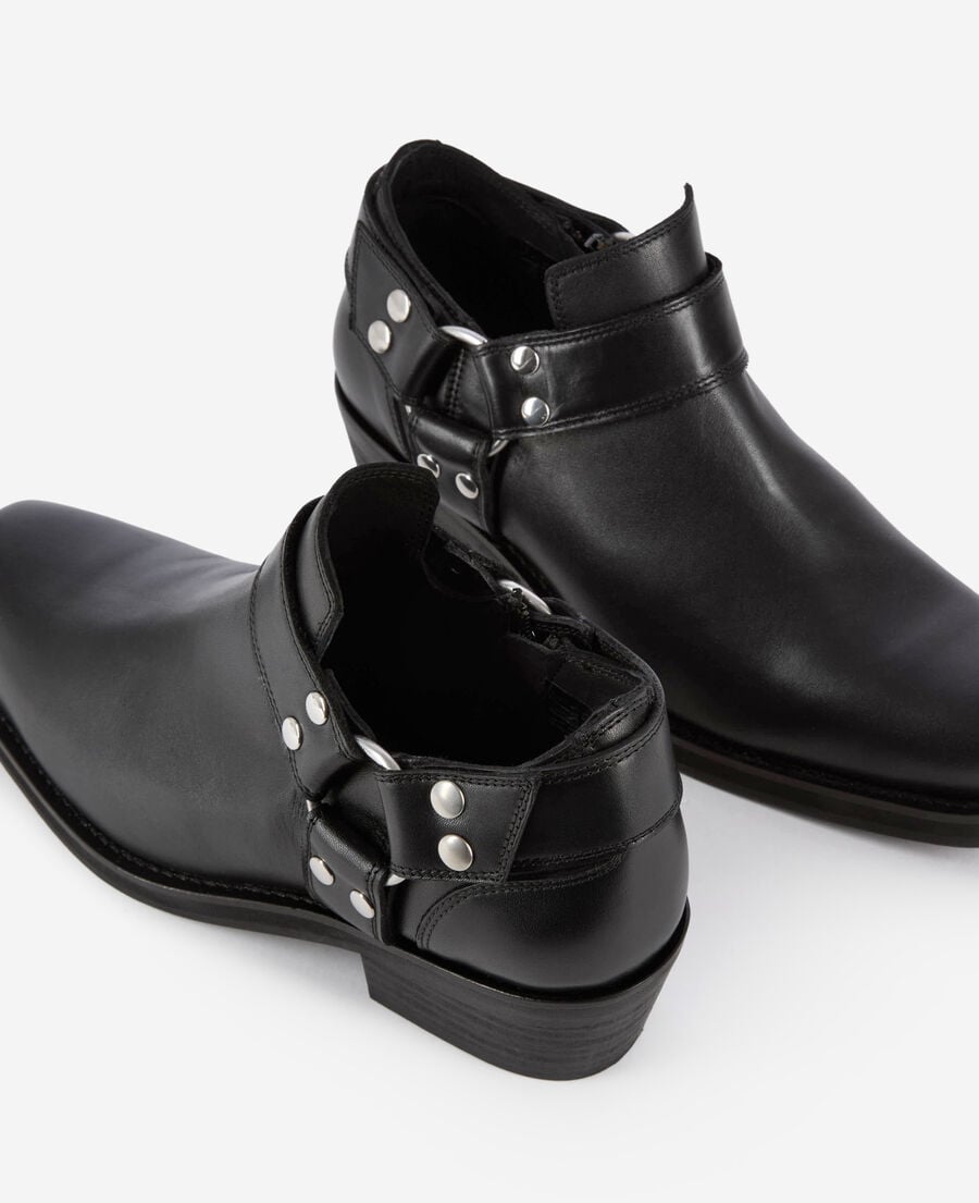 The Kooples DAMEN BLACK niedrige stiefeletten mit schwarzen lederriemen