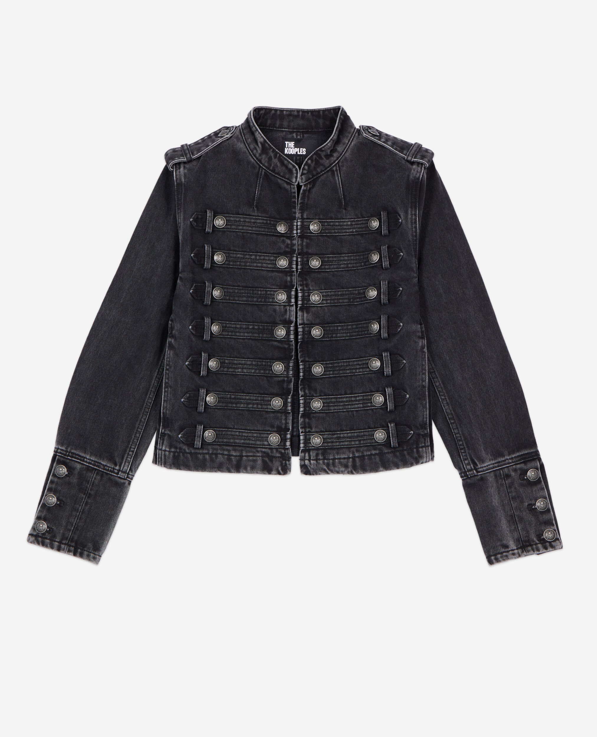 Veste style officier en denim grise, BLACK WASHED, hi-res image number null