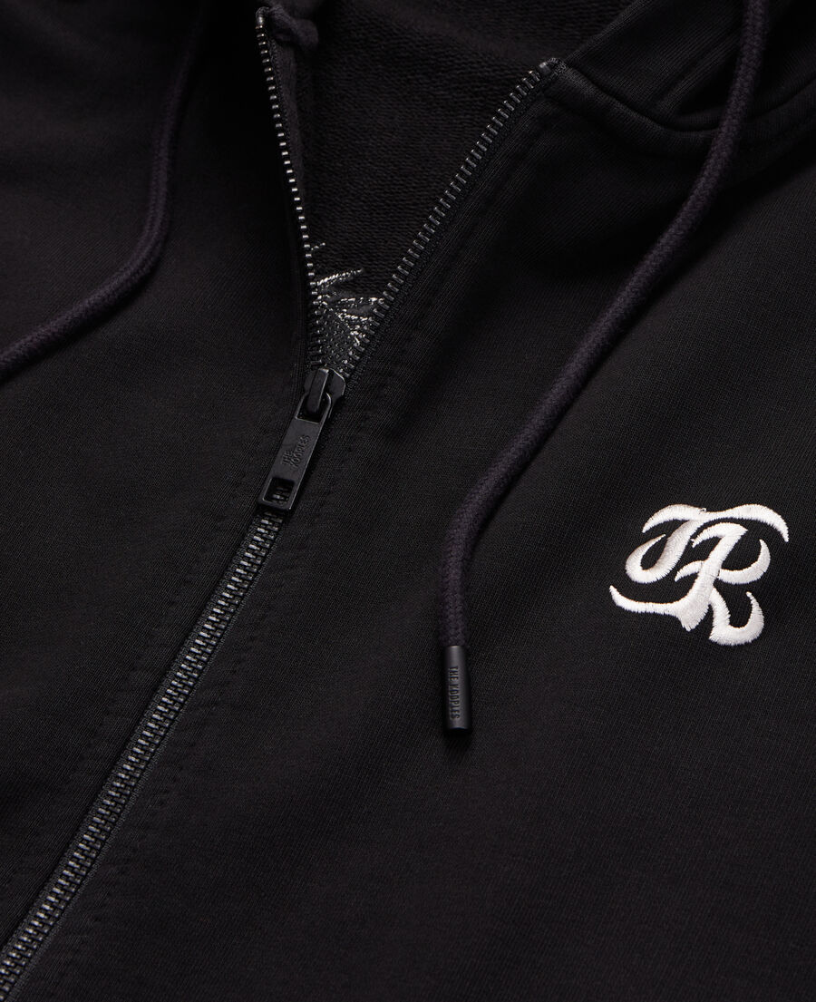 black hoodie with dragon embroidery