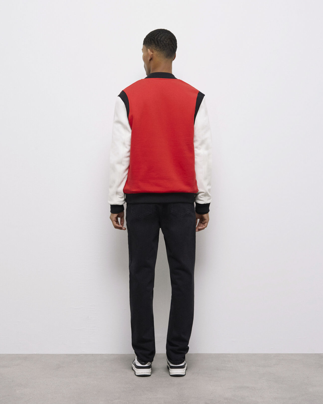 The Kooples MEN RED / WHITE embroidered leather jacket